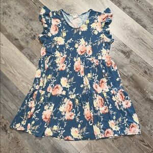 Blue floral Ruffled Tiered Midi Sundress